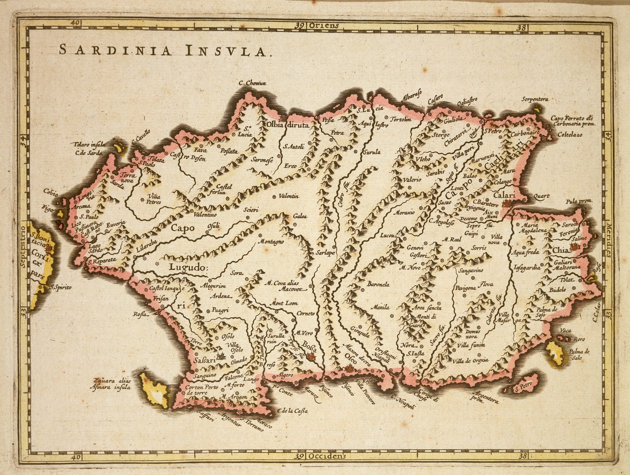 Joan Blaeu tarafından hazırlanan Sardunya bölgesi haritası by Joan Blaeu
