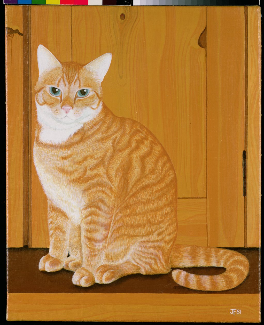 Bir kapının yanında marmelat kedi by Joan Freestone