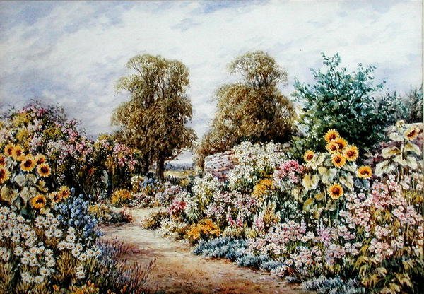 Bahçe Bordürleri (kağıt üzerine sulu boya) by Joan Molyneaux Stannard