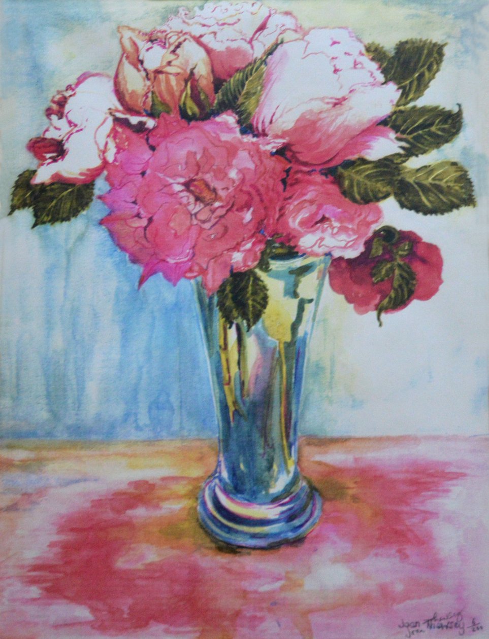 Mavi Bardakta Pembe Güller, 2000, by Joan Thewsey
