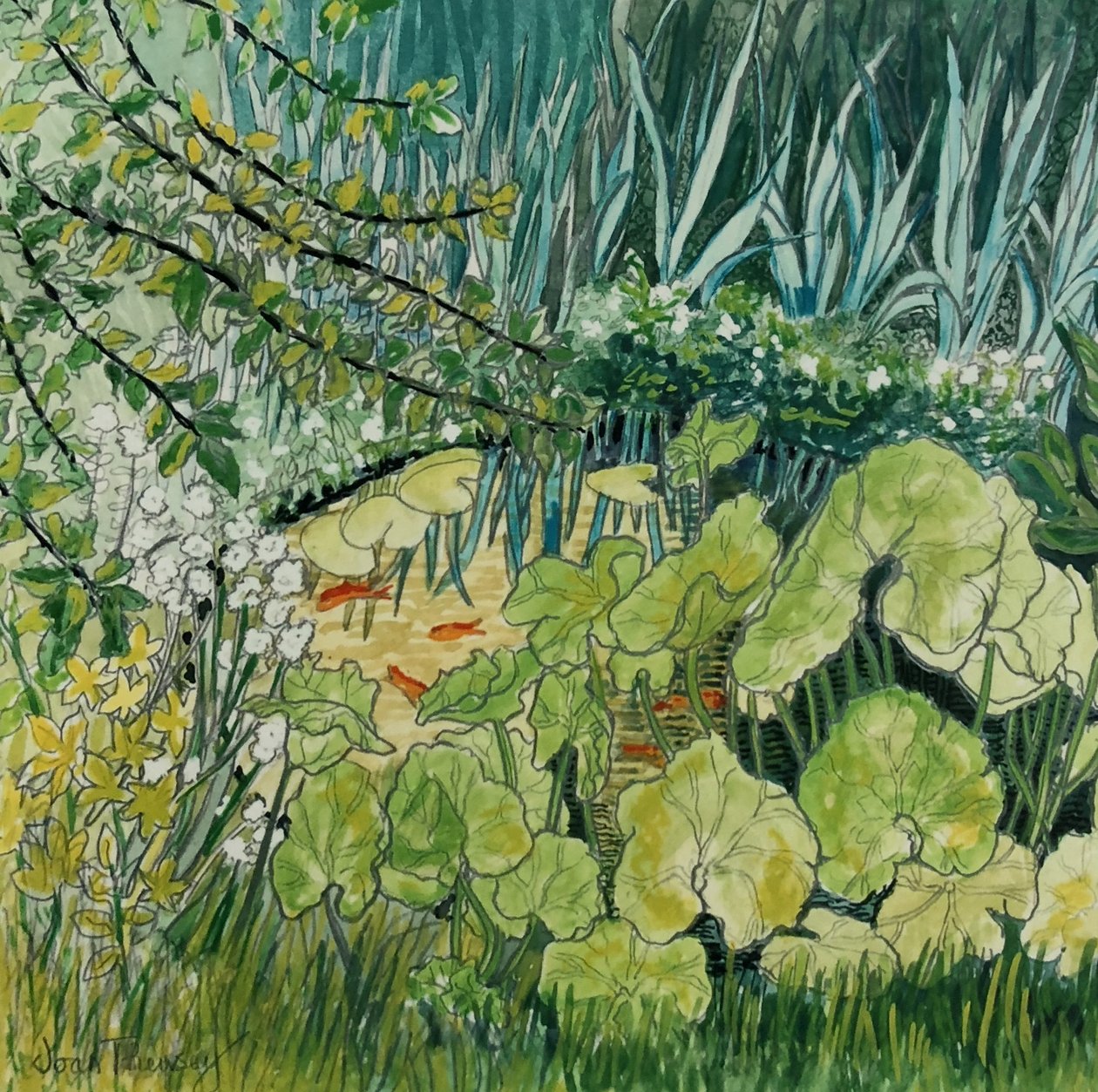 Japon balığı ile gölet, by Joan Thewsey