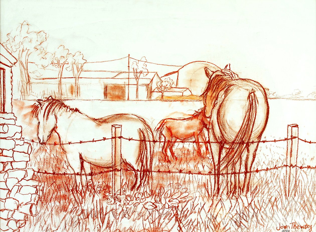 Serenat, Janie ve Çayırda Bir Eşek, 2000, (Terracotta Conte`) by Joan Thewsey