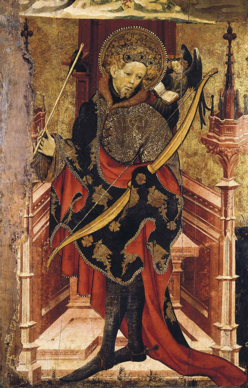 Aziz Sebastian ve Çarmıha Gerilme. c.1417-25 (ahşap üzerine temper) by Joan or Juan Mates