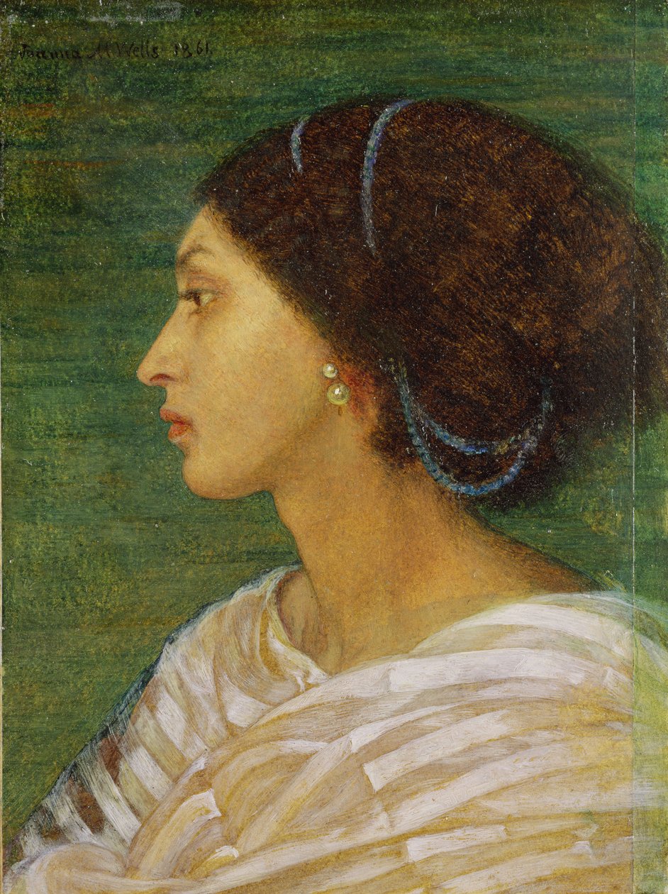 Bir Melez Kadının Başı, 1861 (keten üzerine serilmiş kağıt üzerine yağlı boya) by Joanna Boyce Wells