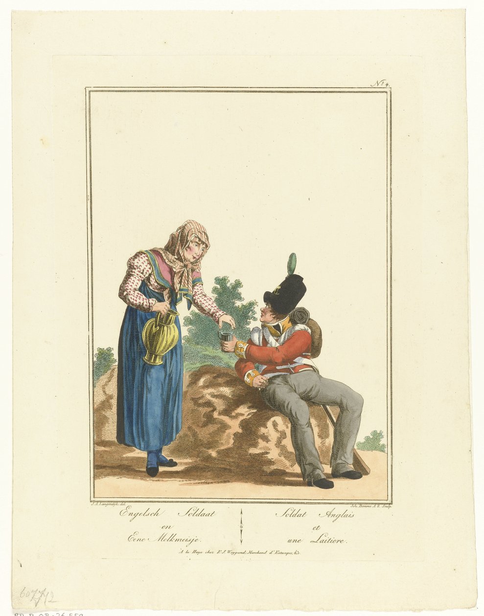 Oturan Asker ve Sütçü Kız İngiliz Askeri ve Sütçü Kız (nesne üzerindeki başlık) Üniformalar ve kostümler (dizi adı) by Joannes Bemme