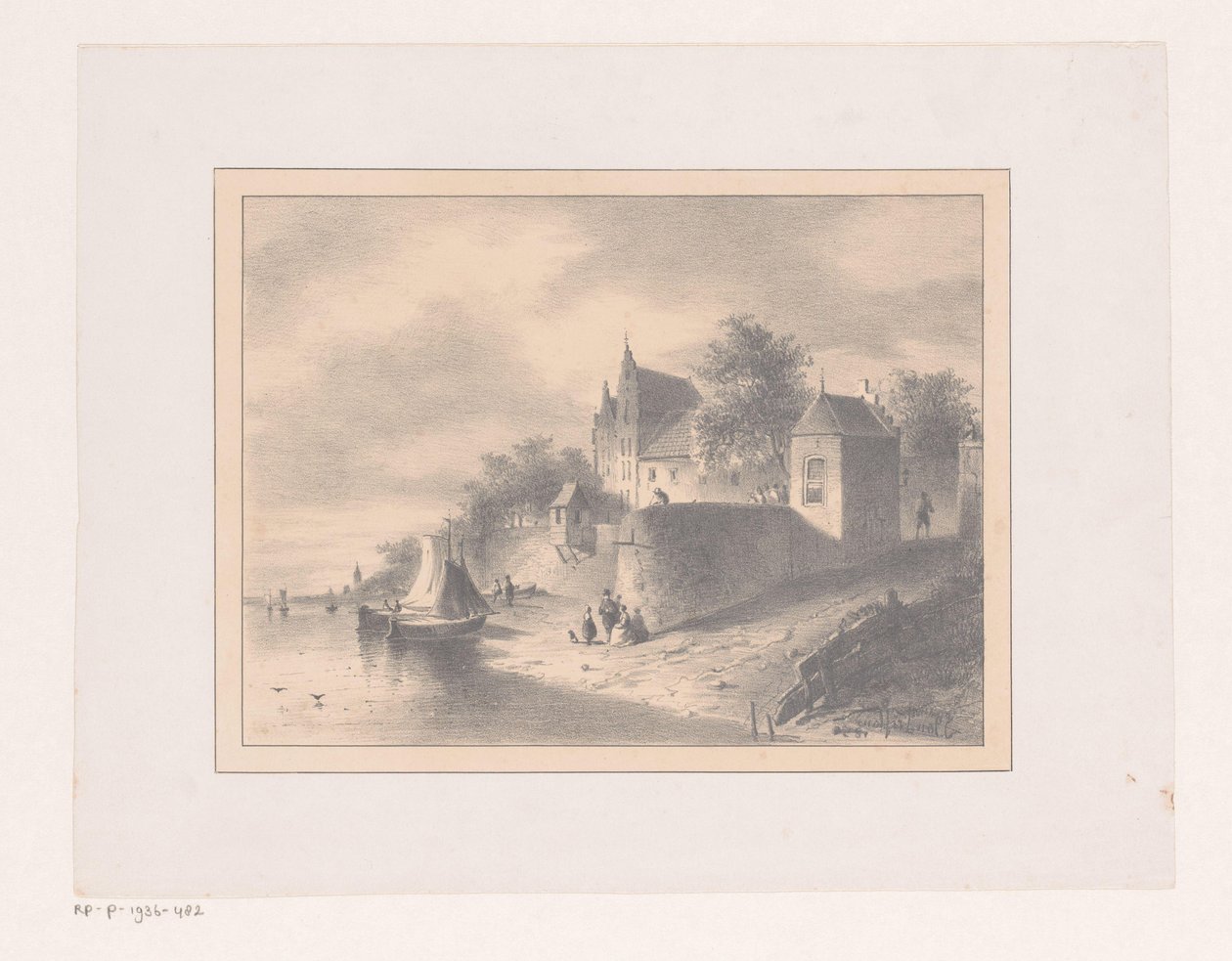 Bir nehir üzerinde şehir manzarası by Joannes van Liefland (attributed to)