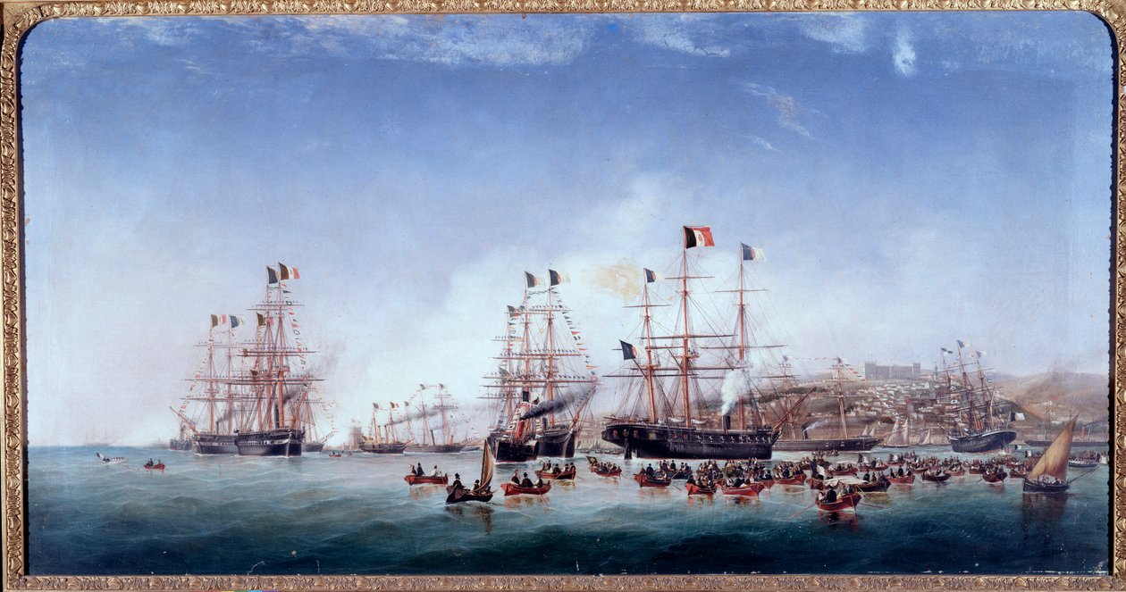 İtalyan gemisi regina Maria Pia Lizbon limanında (tuval üzerine yağlı boya by Joao Gomes da Silva Pedroso