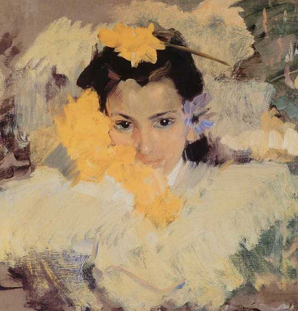 Çiçekli kız Espanol: Nina con flores İngilizce: Çiçekli kız by Joaquín Sorolla