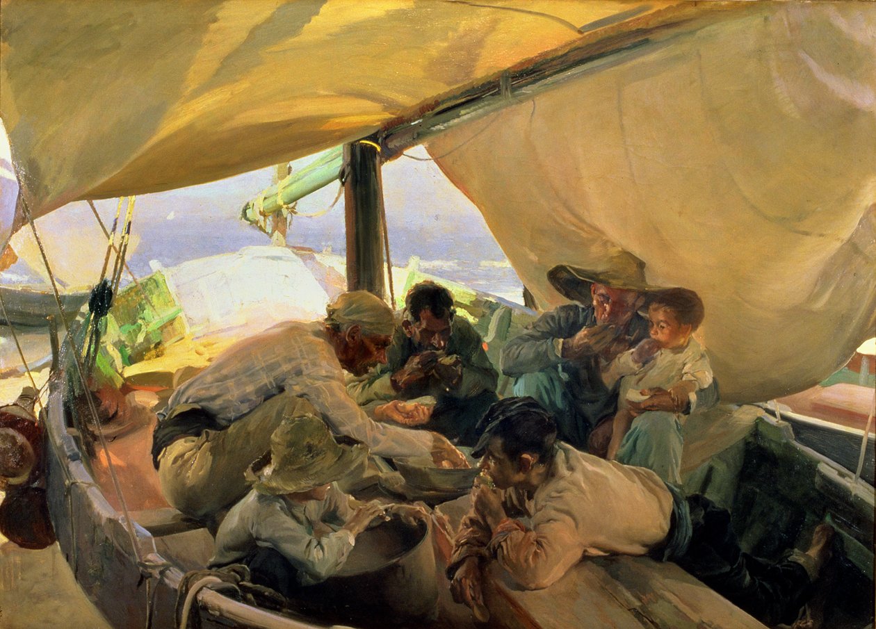 Teknede Öğle Yemeği by Joaquin Sorolla y Bastida