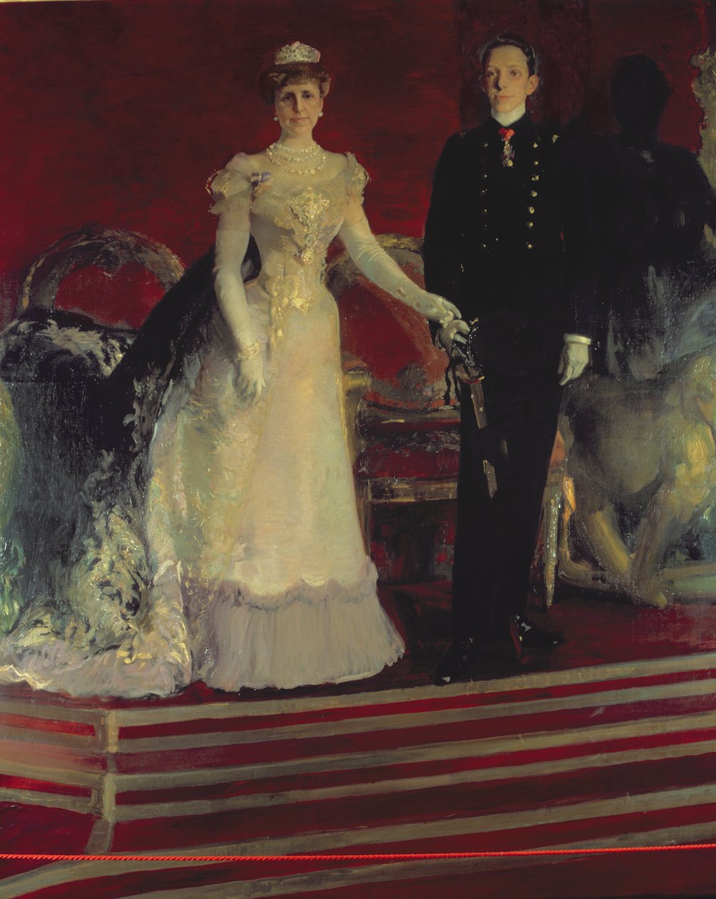 İspanya Kralı XIII. Alfonso ve annesi Kraliçe Maria Christina'nın portresi by Joaquin Sorolla y Bastida