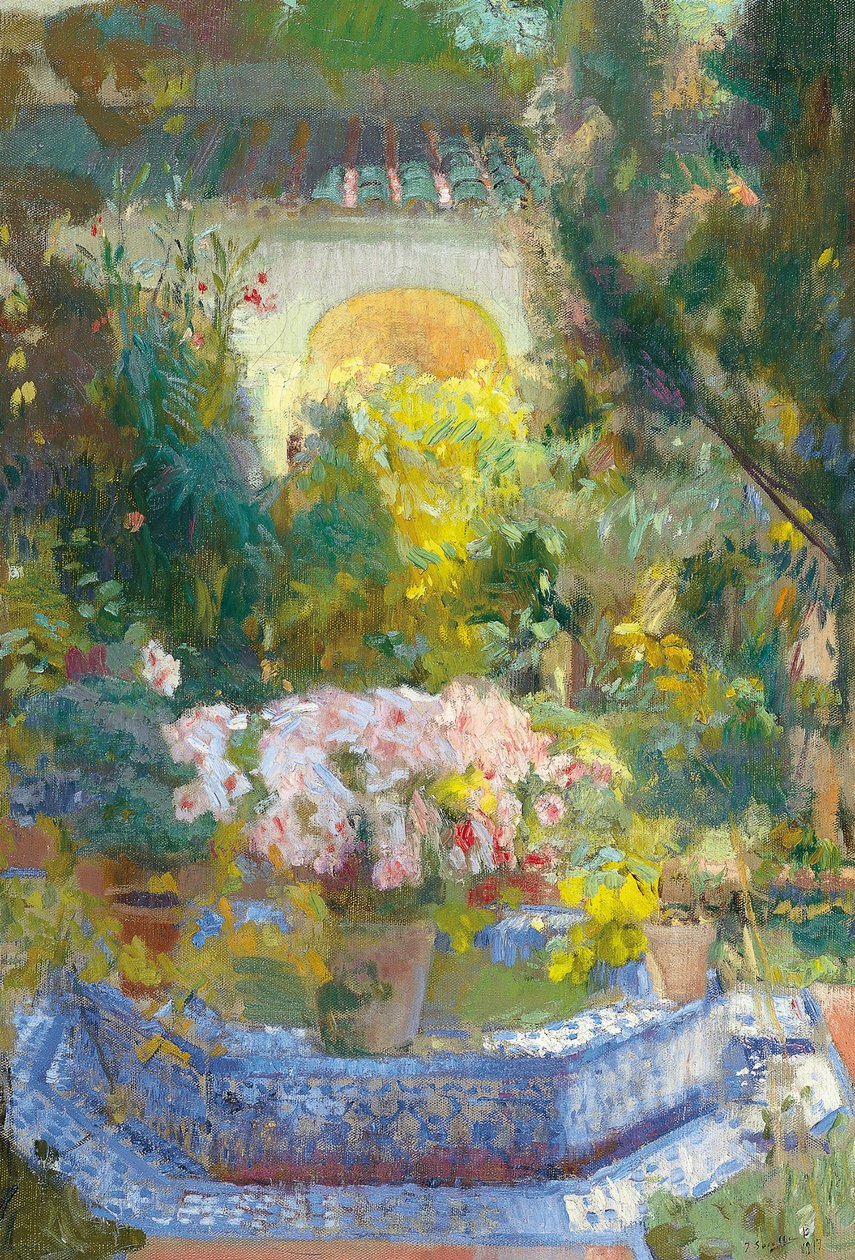 Sorolla Evi Avlusu - Sorolla y Bastida, Joaquin (1863-1923) - 1917 - Tuval üzerine yağlı boya - 95.9x64.8 - Museo Carmen Thyssen, Malaga by Joaquin Sorolla y Bastida
