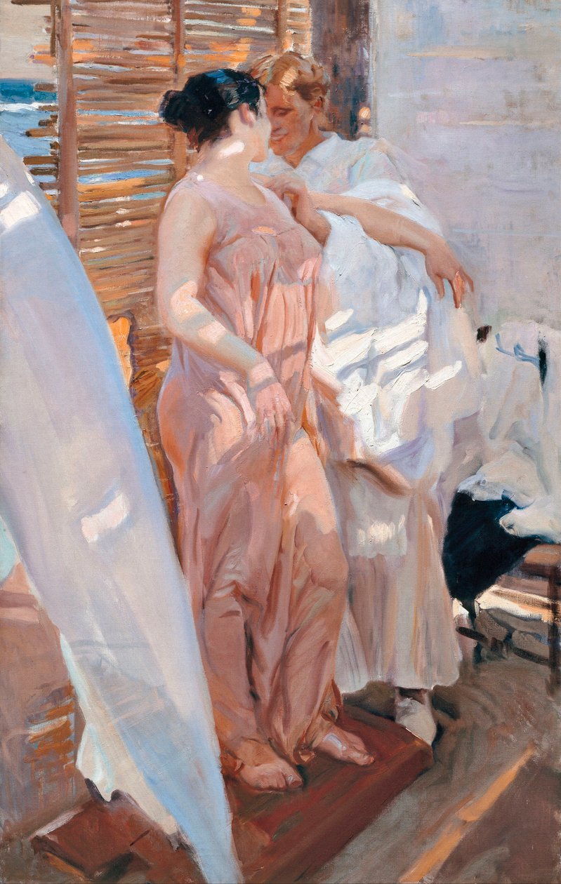 Banyodan Sonra Pembe Bornoz by Joaquin Sorolla y Bastida