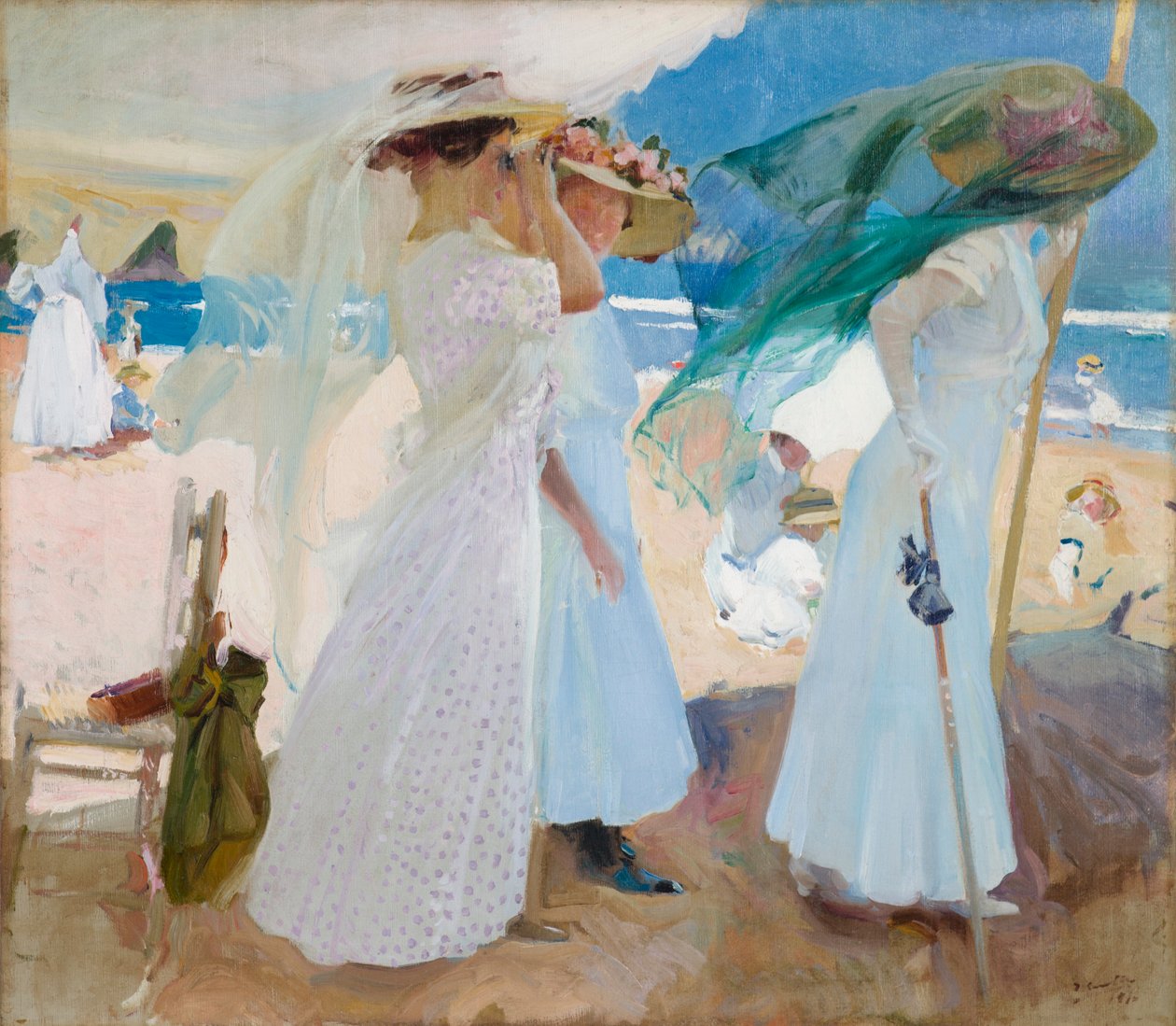 Tentenin Altında, Zarautz by Joaquin Sorolla y Bastida