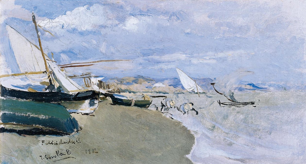 Sahilde tekneler, Costa de Levante by Joaquín Sorolla