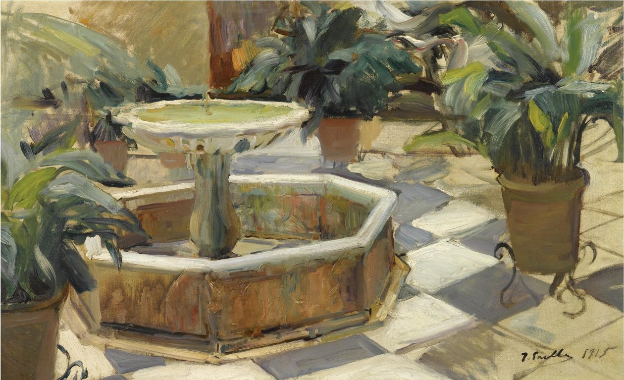 Sevilla Verandasında Çeşme by Joaquín Sorolla