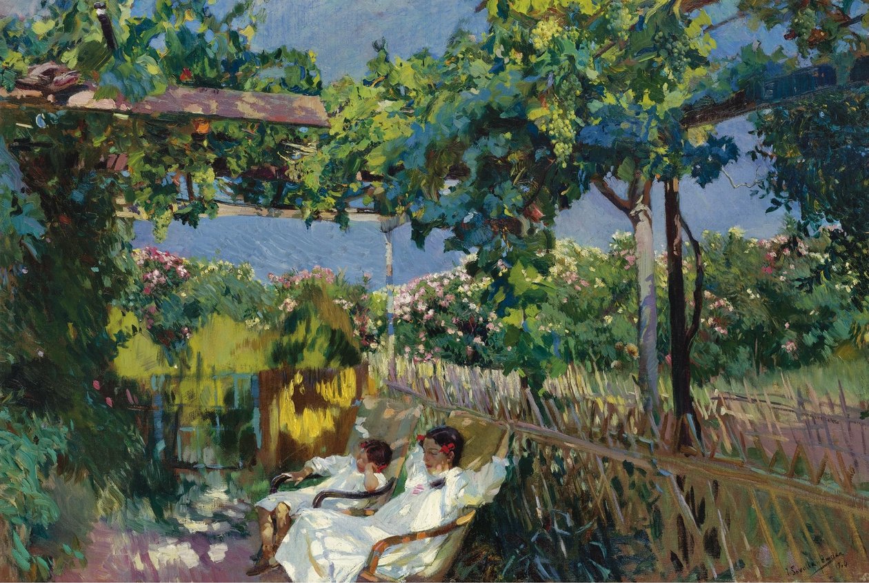 bahçede şekerleme by Joaquín Sorolla