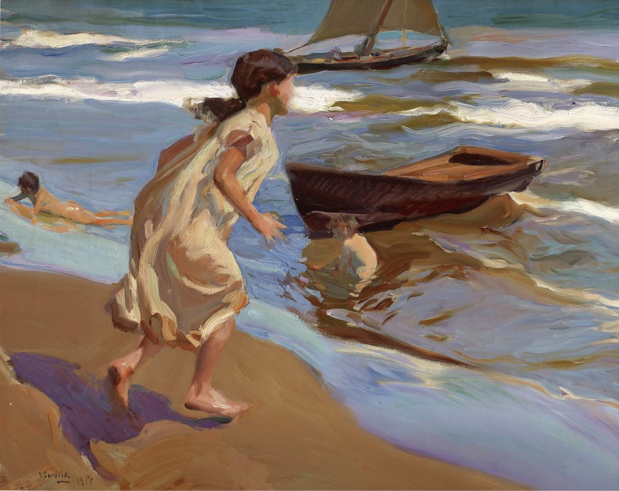 Küçük kız banyoya giriyor by Joaquín Sorolla