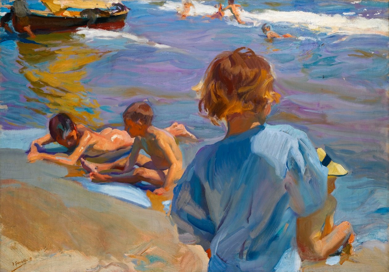 Sahilde çocuklar, Valencia by Joaquín Sorolla