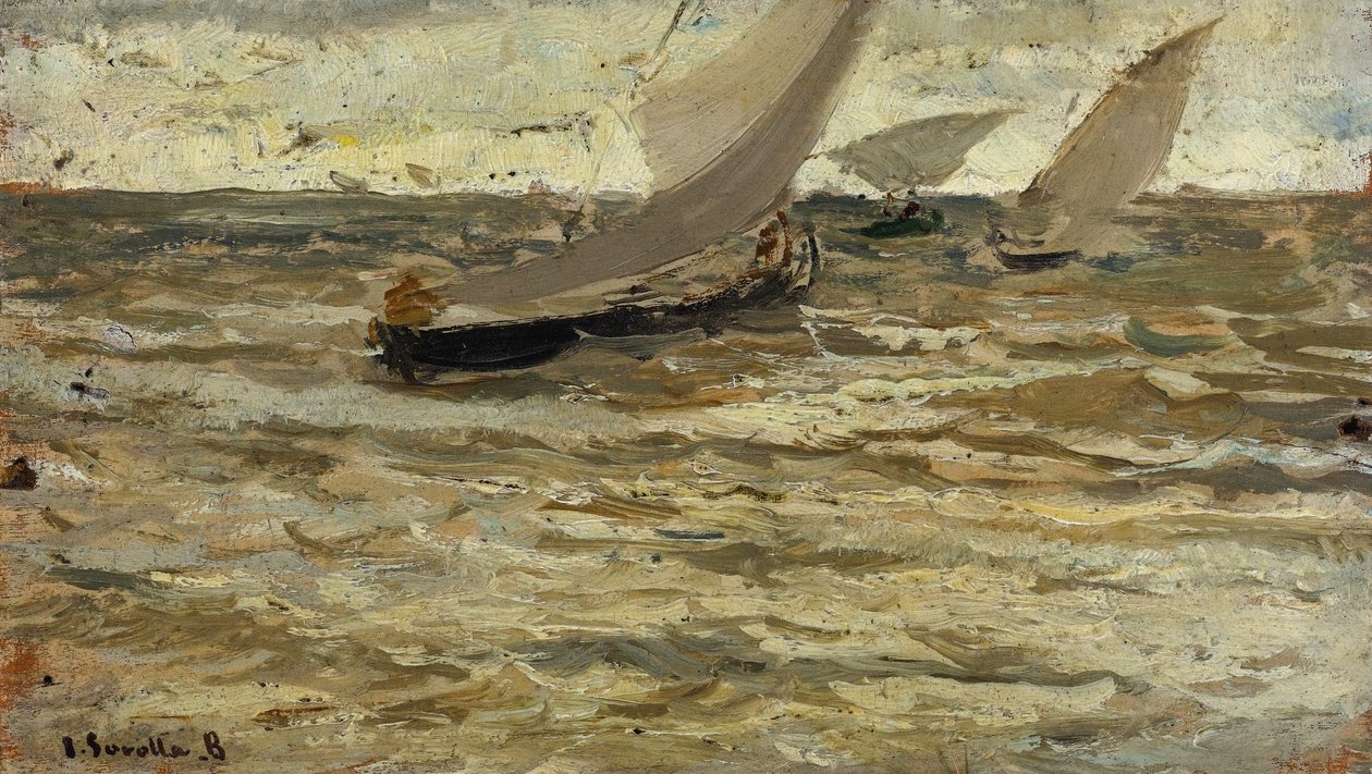 Teknelerin kalkışı, Asturias by Joaquín Sorolla