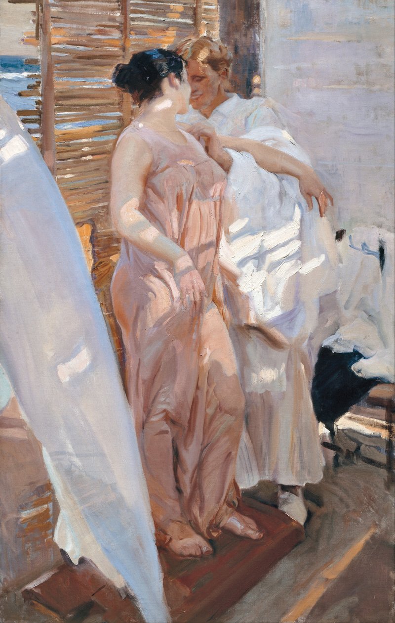 Pembe Elbise. Banyodan Sonra by Joaquín Sorolla