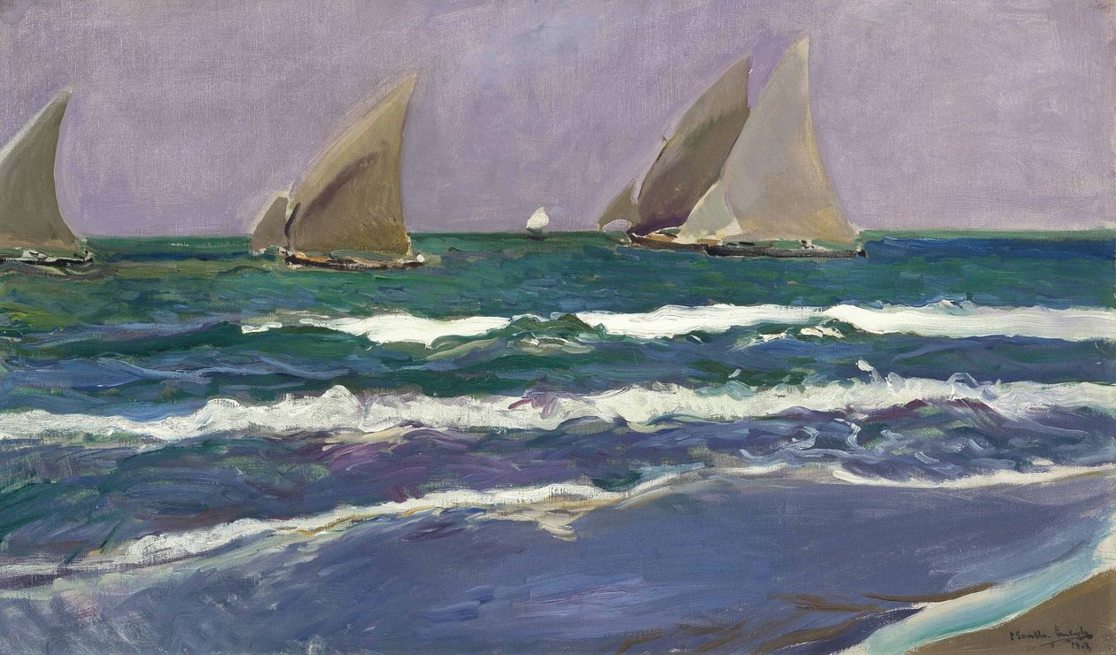 Denizde yelkenler, Valencia by Joaquín Sorolla