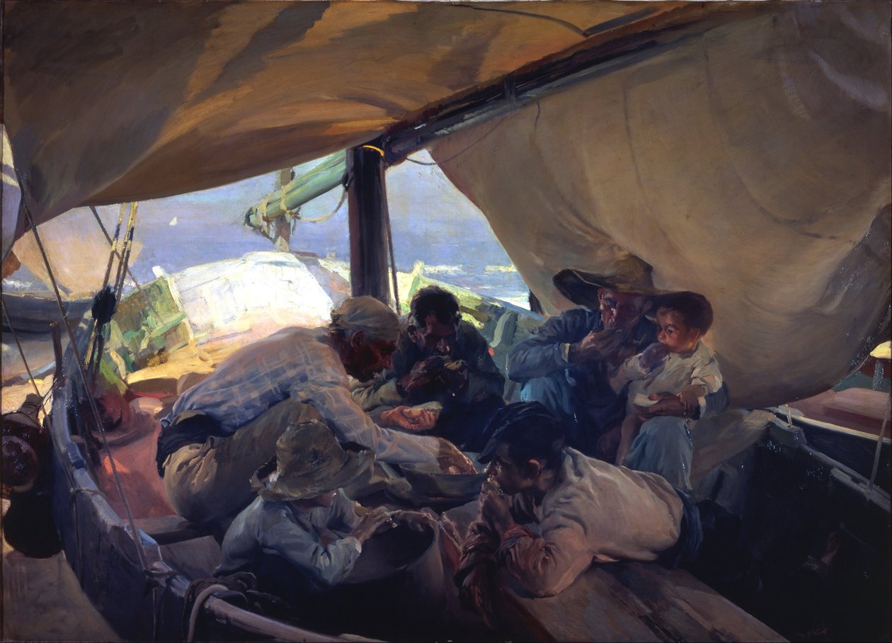 Teknede öğle yemeği by Joaquín Sorolla