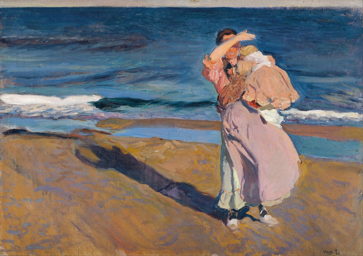Balıkçılar oğluyla by Joaquín Sorolla