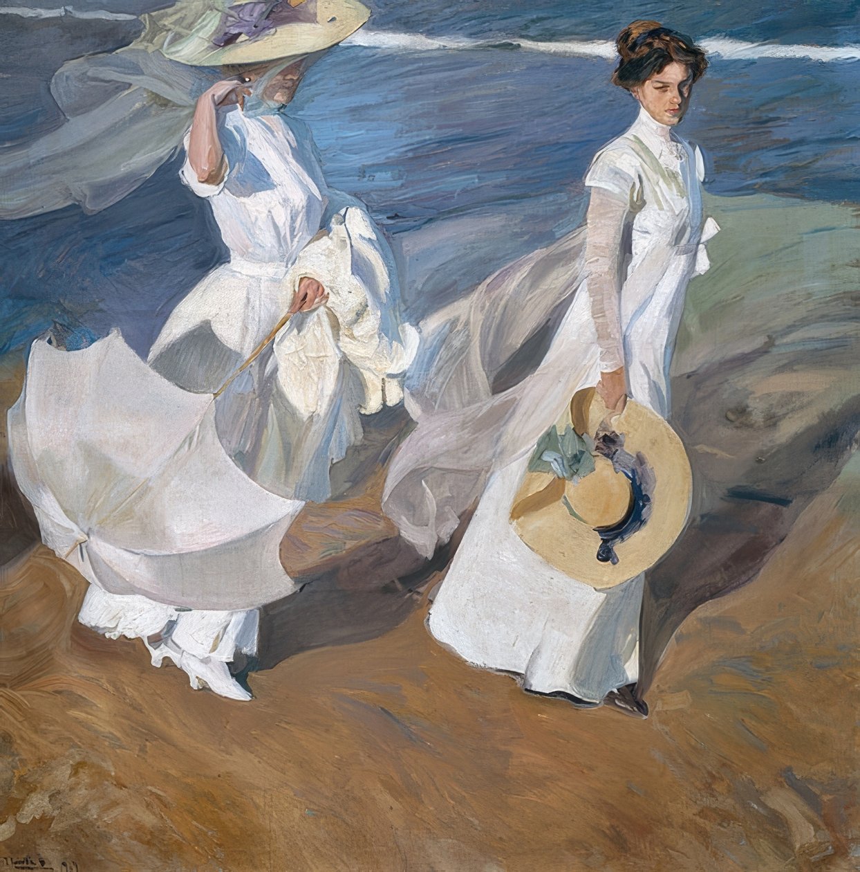 Sahil boyunca yürüyün. 1909 by Joaquín Sorolla