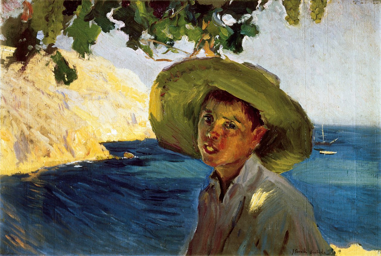 Fötr şapkalı çocuk, 19. yüzyılın sonu - 20. yüzyılın başı (tuval üzerine yağlı boya) by Joaquín Sorolla
