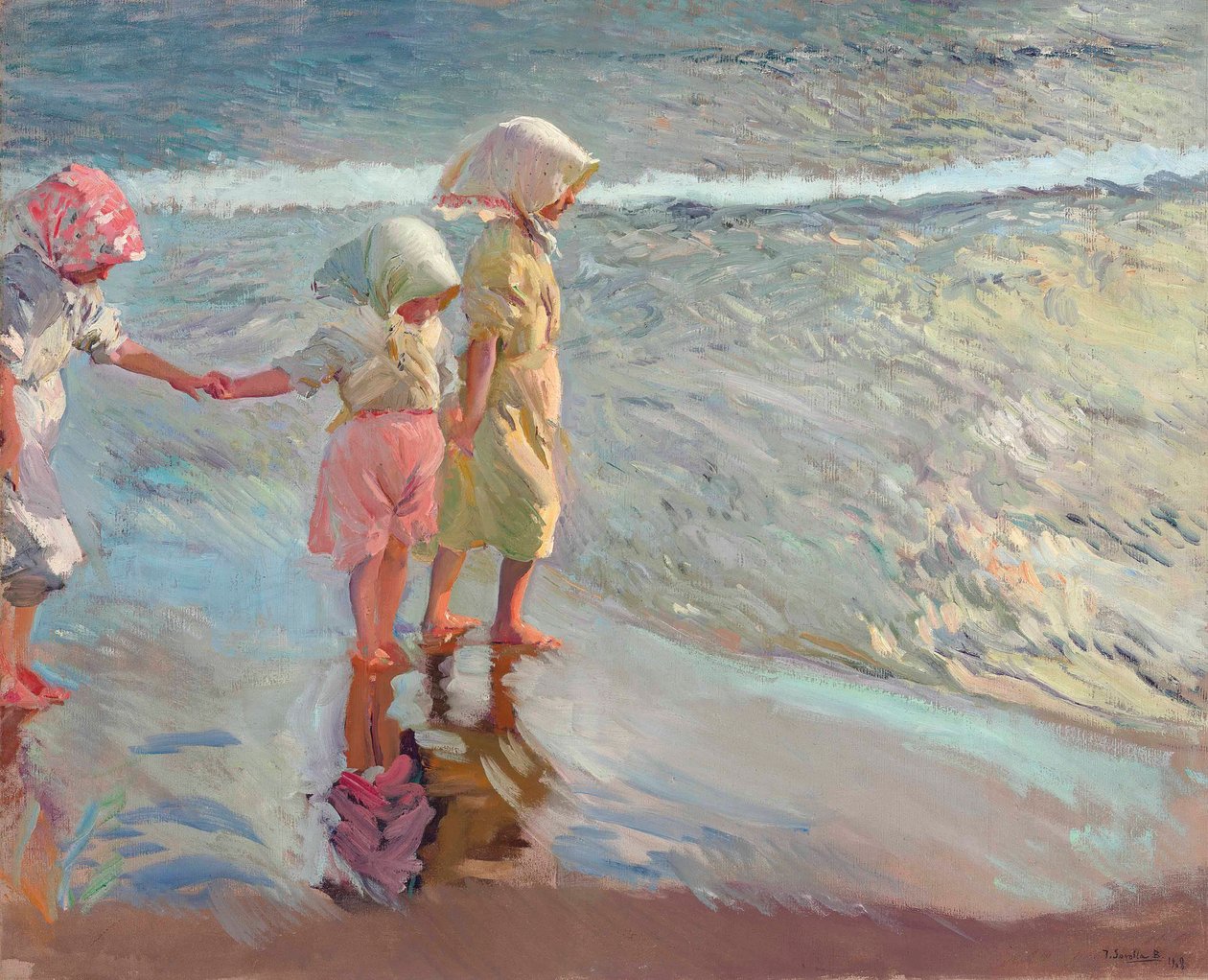 Sahilde üç kız kardeş, 1908. by Joaquín Sorolla