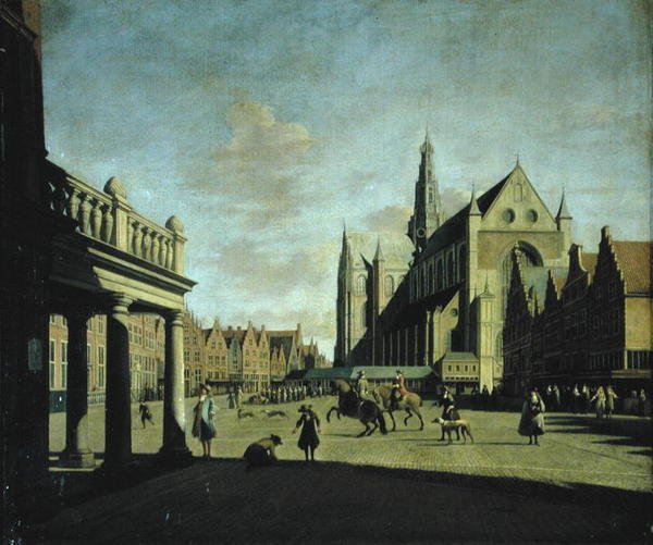 Haarlem Pazar Yeri (panelde yağ) by Job Berckheyde