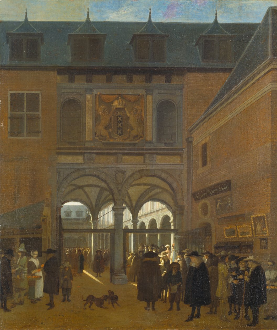Amsterdam Menkul Kıymetler Borsası, 1675-80 civarı (tuval üzerine yağlıboya) by Job Berckheyde
