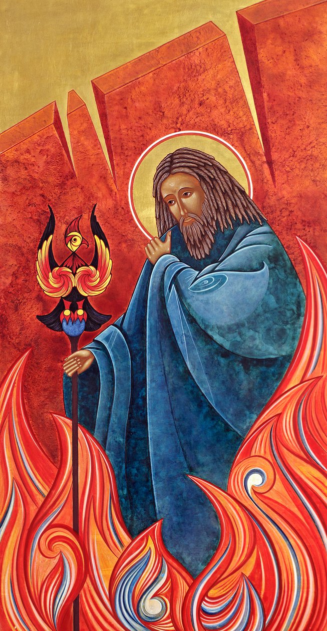 İlyas Peygamber, 2012 (ahşap üzerine yumurta tempera ve 24 ayar altın) by Jodi Simmons