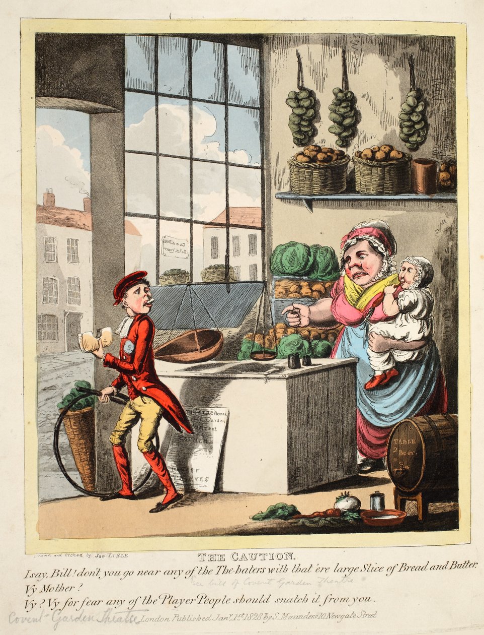 Dikkat, pub. 1828 (el renkli gravür) by Joe Lisle