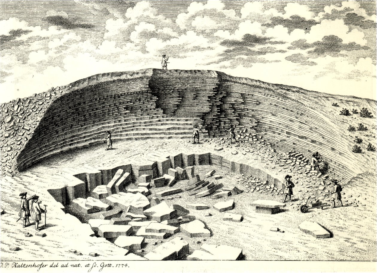 Muschelkalk dizisinde Göttingen, Aşağı Saksonya, y yakınlarındaki taş ocağı by Joel Paul Kaltenhofer