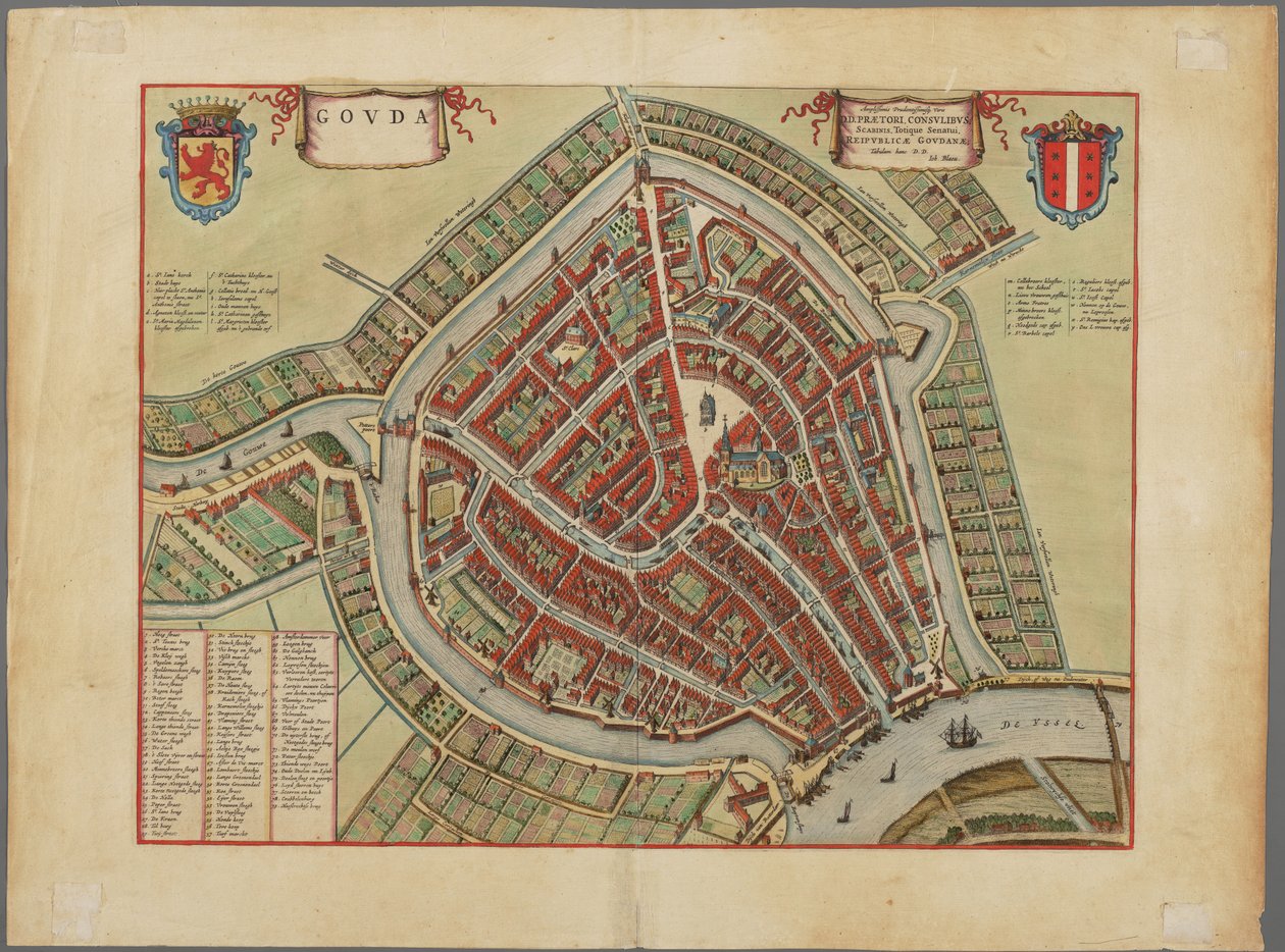 Gouda şehrinin haritası, yaklaşık 1650 by Joh. Blaeu