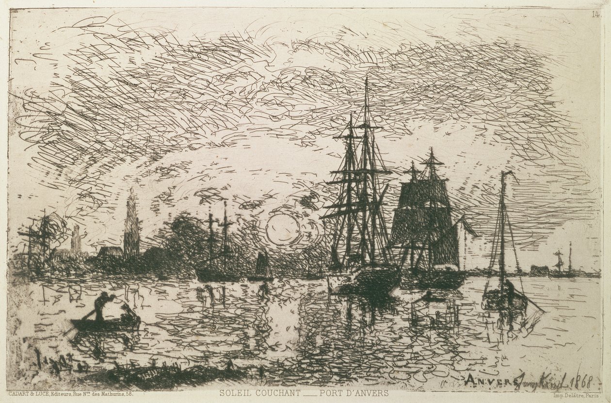 Batan Güneş, Antwerp Limanı, 1868 by Johan Barthold Jongkind