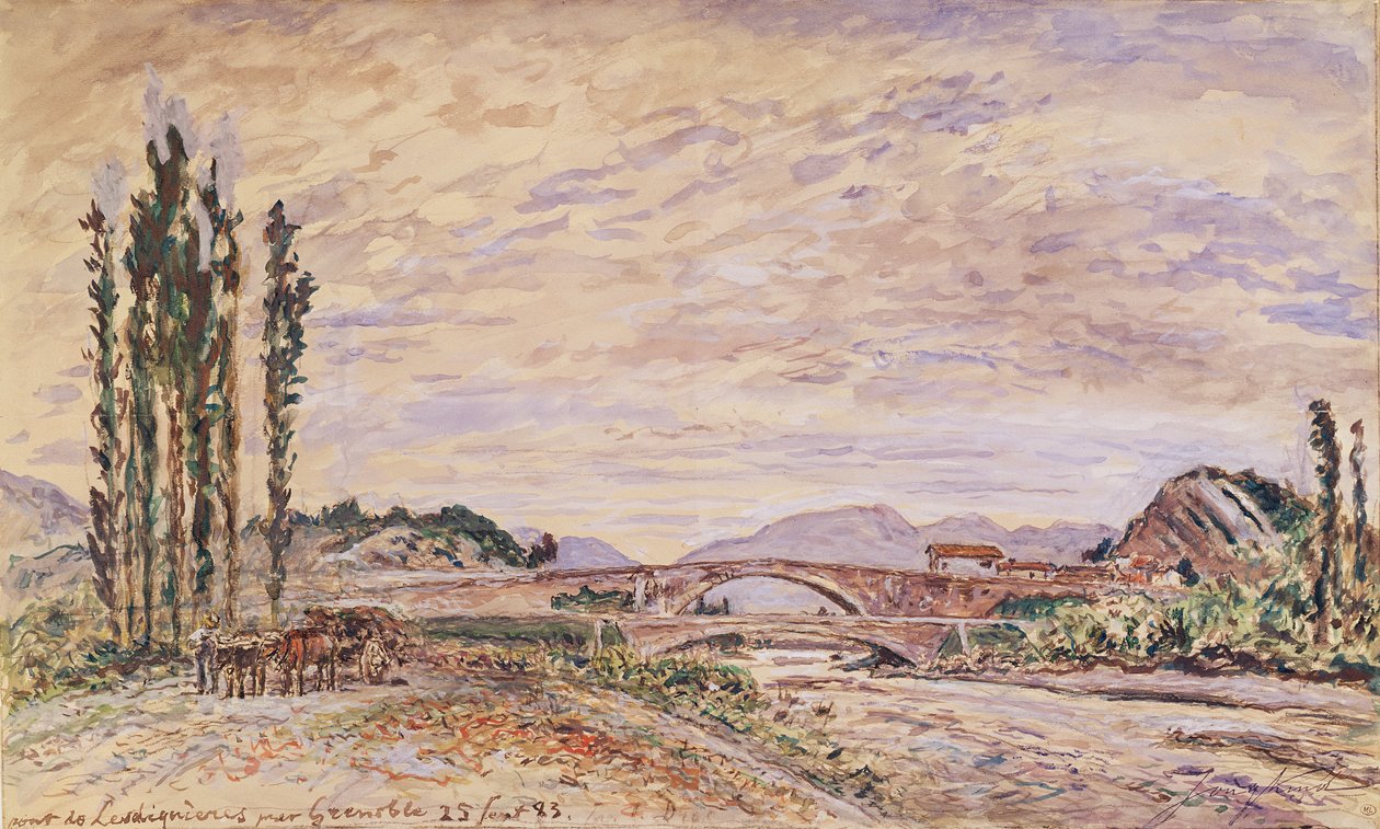 Pont de Lesdiguieres, Grenoble yakınlarında, 1883 by Johan Barthold Jongkind