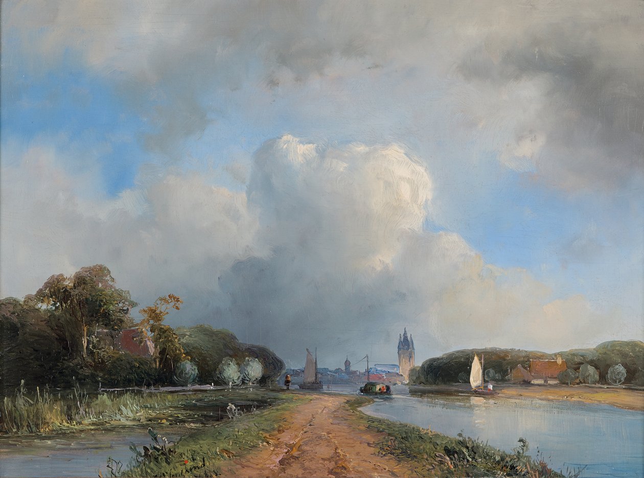 Delft yakınlarındaki Vliet'in görünümü, 1844 by Johan Barthold Jongkind