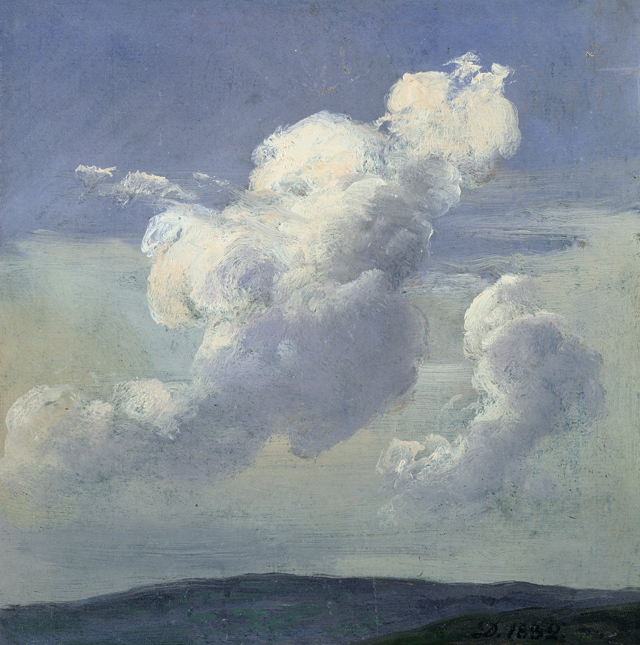 Cloud Study, 1832 (oil on paper laid down on card) by Johan Christian Dahl