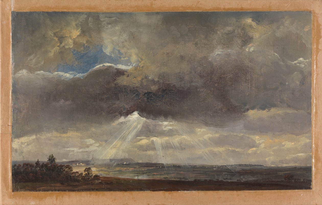 Dresden yakınlarındaki Windberg üzerinde bulutlar ve güneş ışınları by Johan Christian Dahl