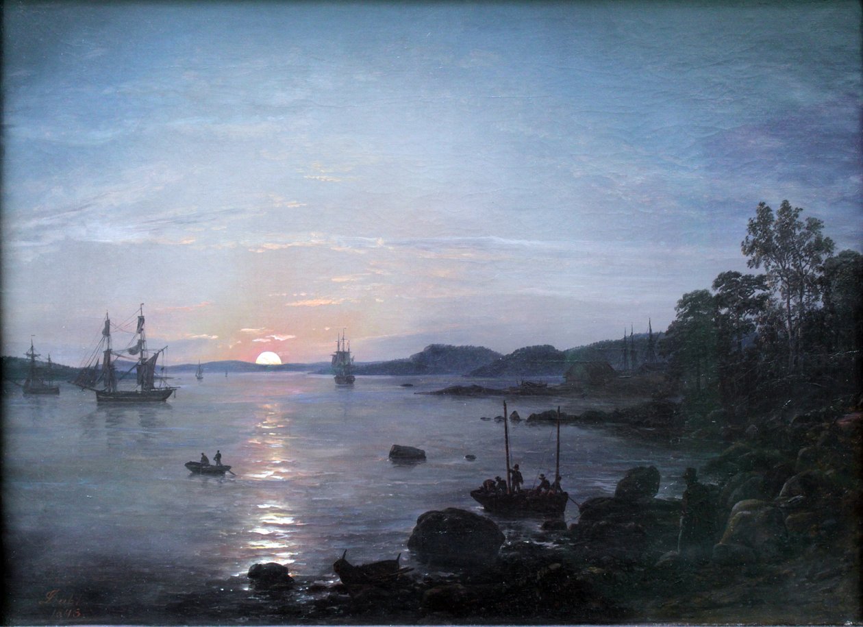 Holmestrand yakınlarındaki fiyort by Johan Christian Dahl