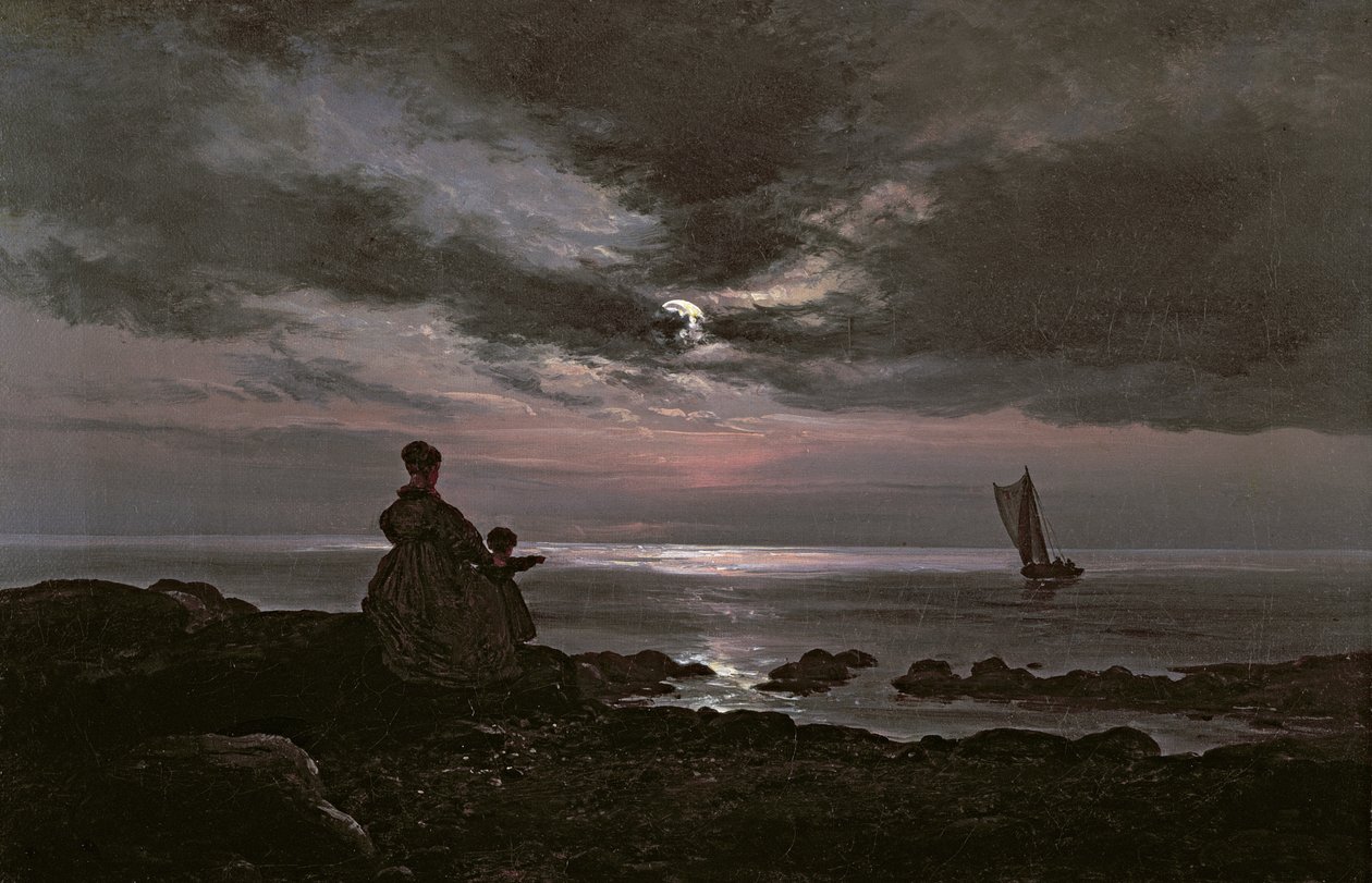 Deniz Kenarında Anne ve Çocuk, 1840 by Johan Christian Dahl