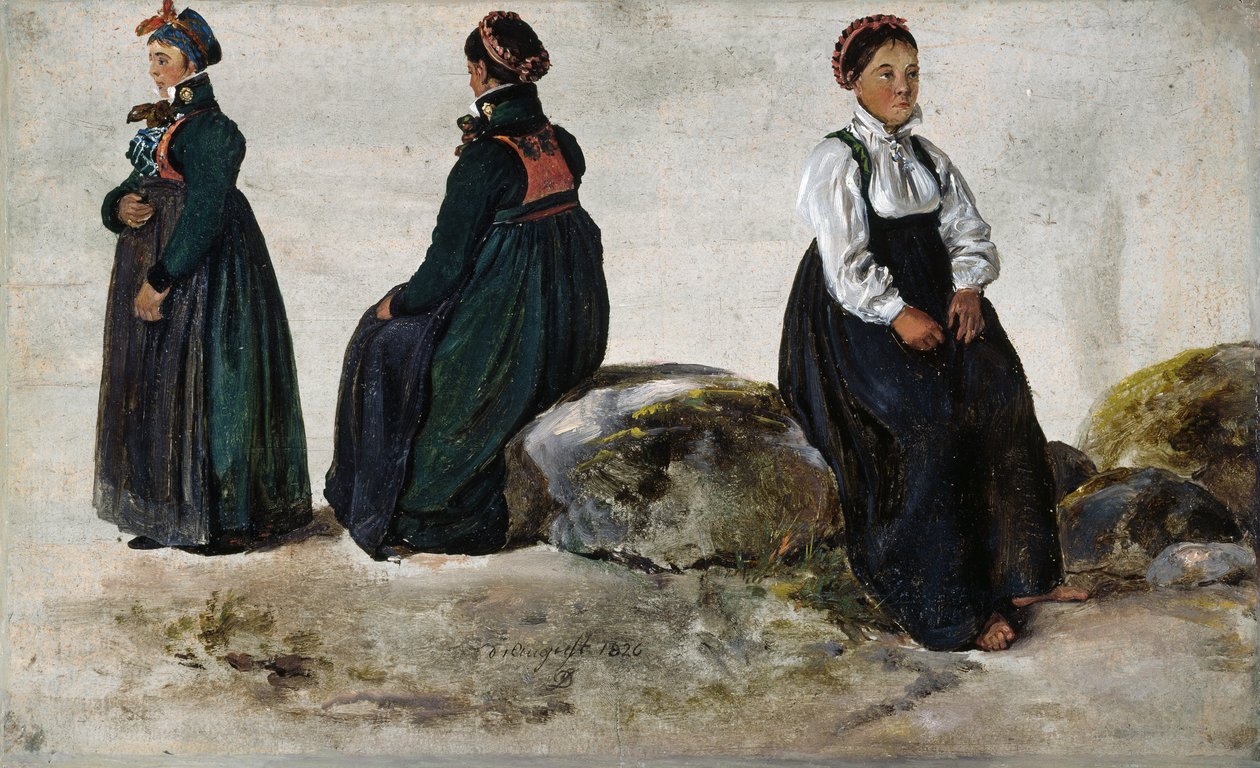 Burçtaki Parıltıdan Kadın Kostümleri Çalışmaları by Johan Christian Dahl