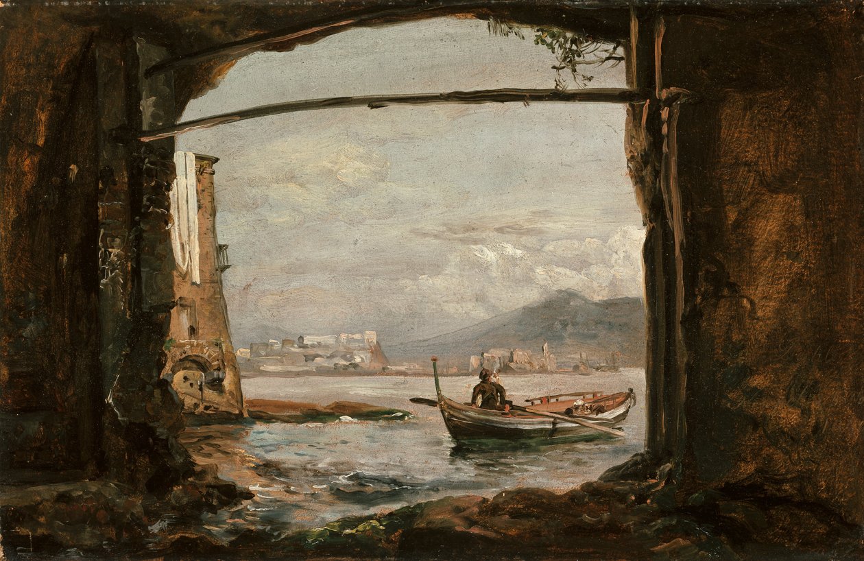 Posillipo yakınlarındaki bir mağaradan görünüm by Johan Christian Dahl
