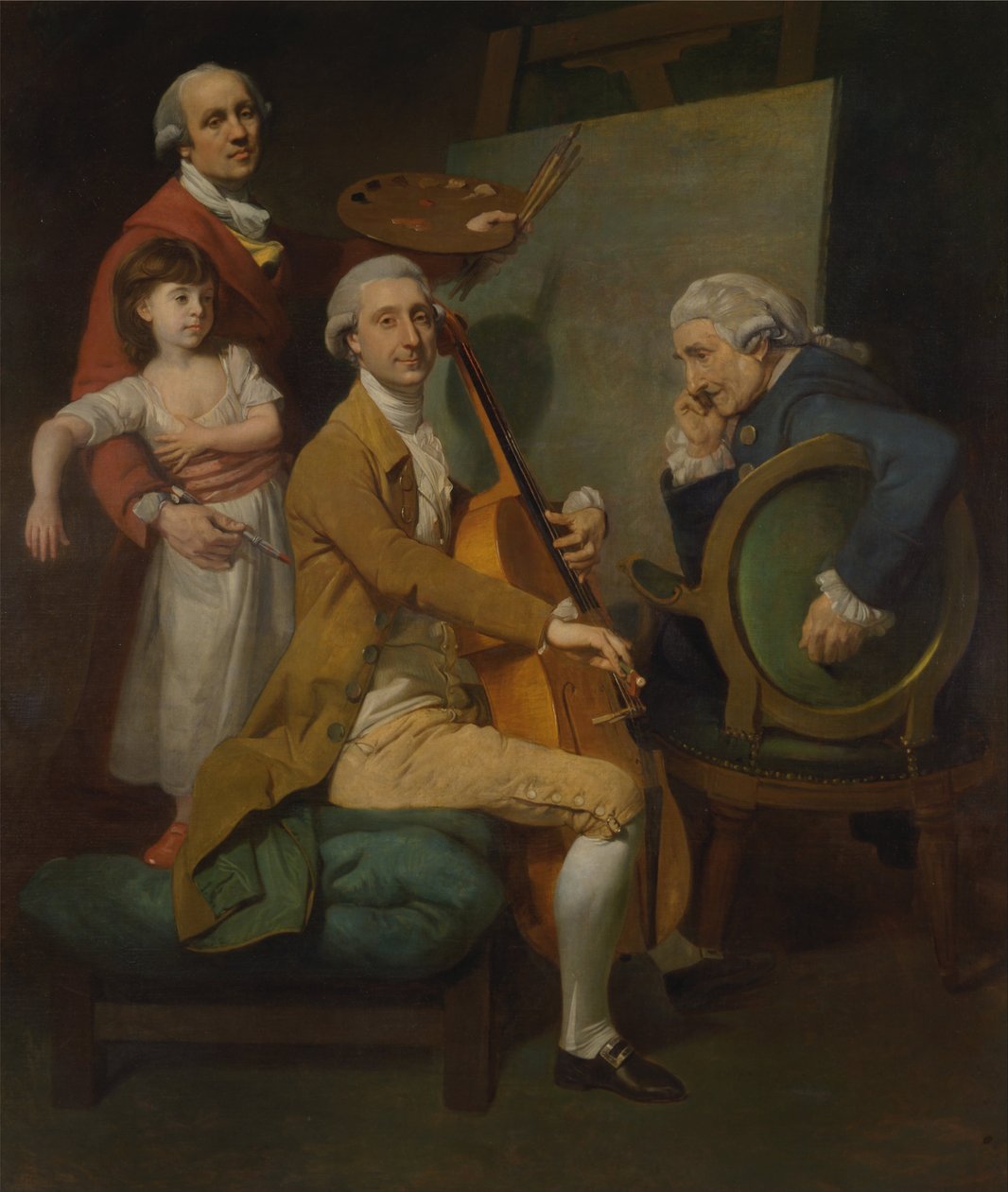Kızı Maria Theresa, James Cervetto ve Giacobbe Cervetto ile Otoportre by Johan Joseph Zoffany