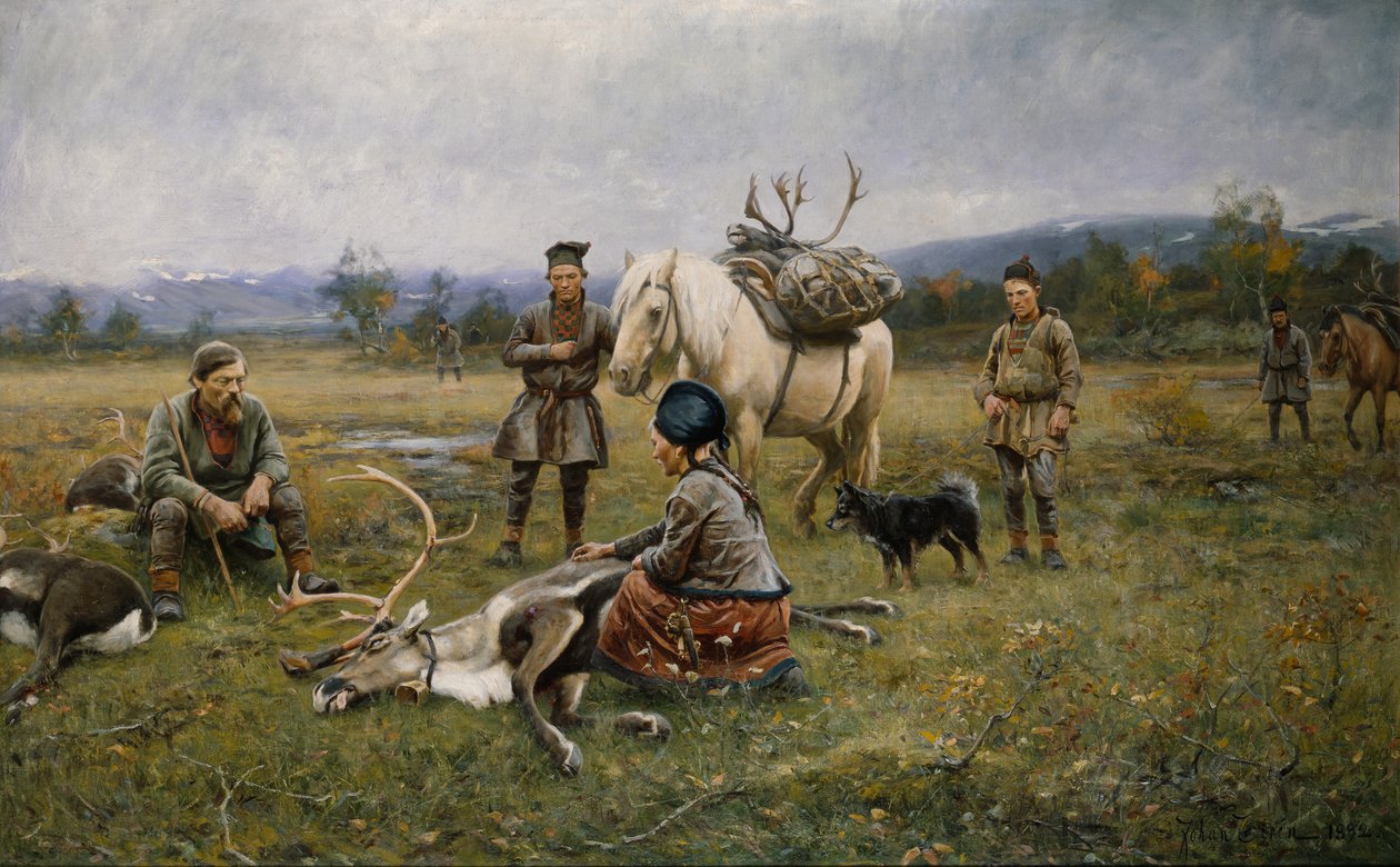 Atış Ren Geyiği Toplayan Turplar, 1892 by Johan Tiren
