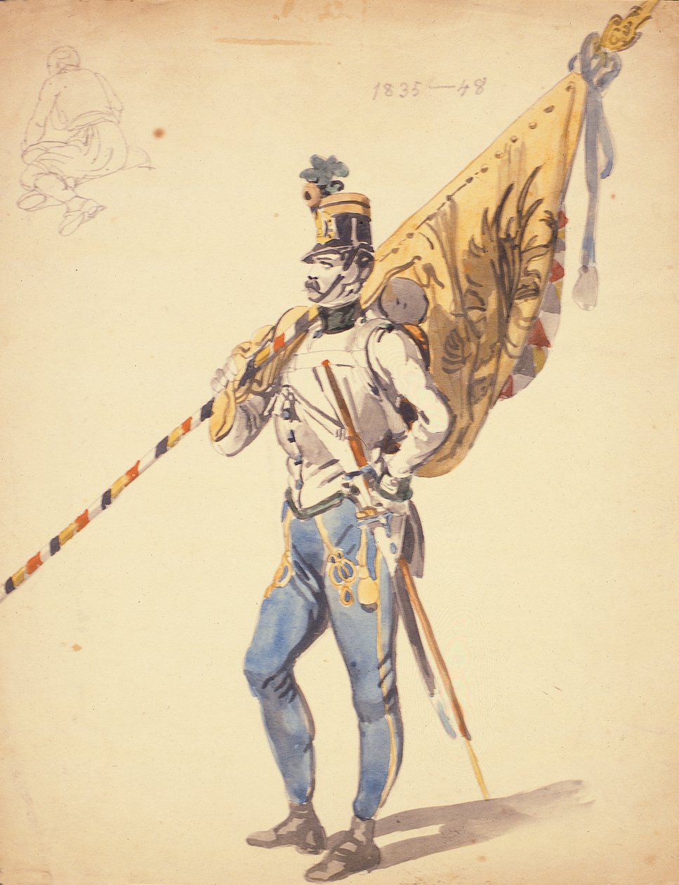 Bir Macar Piyade Alayı Tabur Rengine Sahip Bir Subay, 1835-1848, 19. yüzyıl by Johan Baptiste Heinefetter