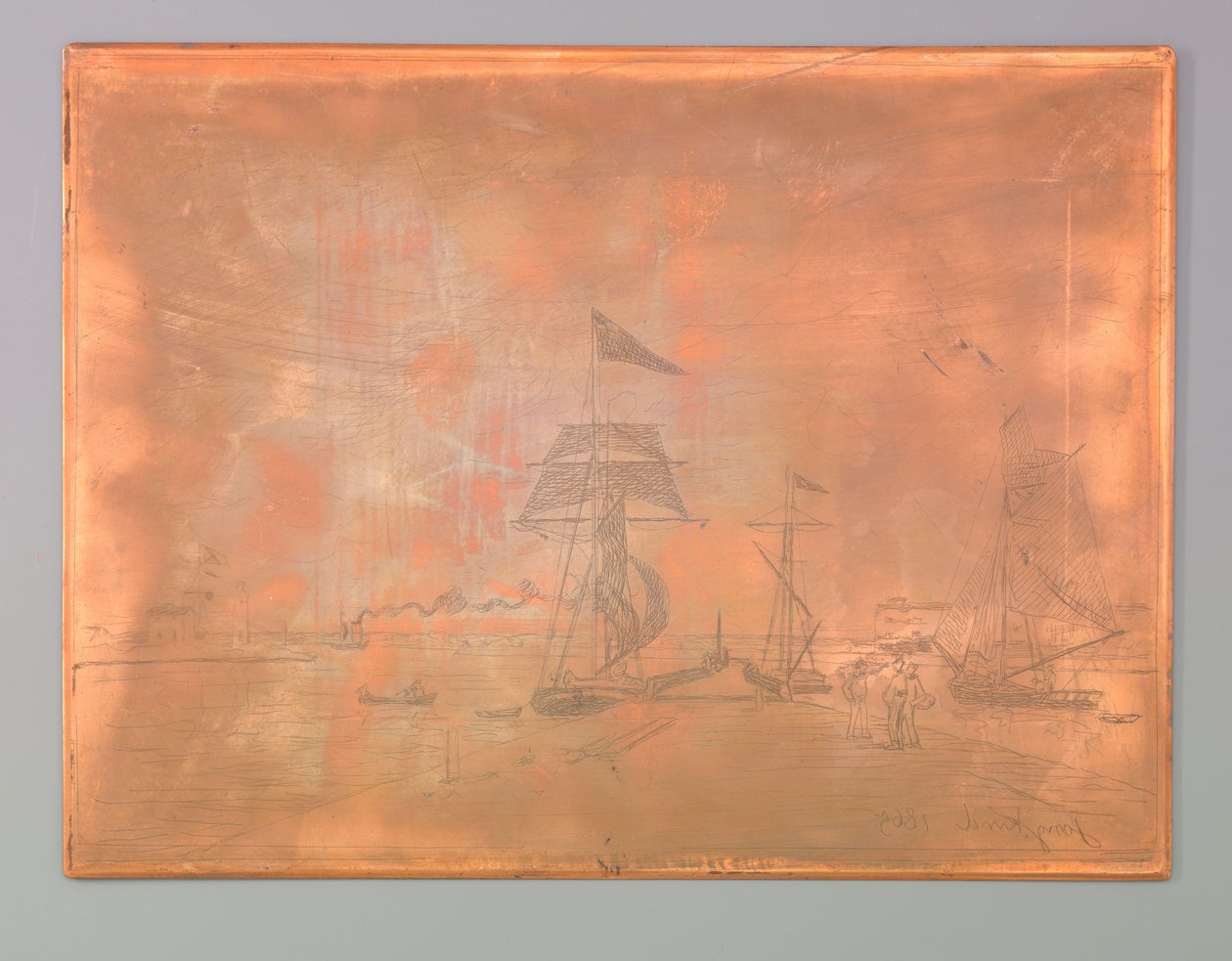 Honfleur limanındaki iskele by Johan Barthold Jongkind (signed by artist)
