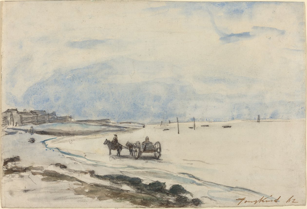 Etretat Sahilinde Araba, 1862. by Johan-Barthold Jongkind